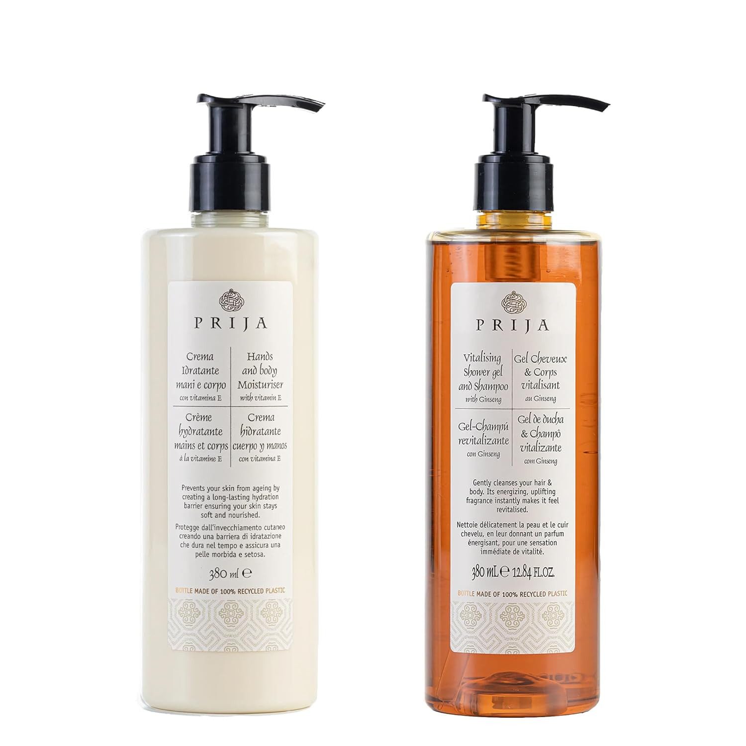 PRIJA Körperpflegemittel PRIJA Haarshampoo / Duschgel Ginseng + Bodylotion Sheabutter, 2-tlg.