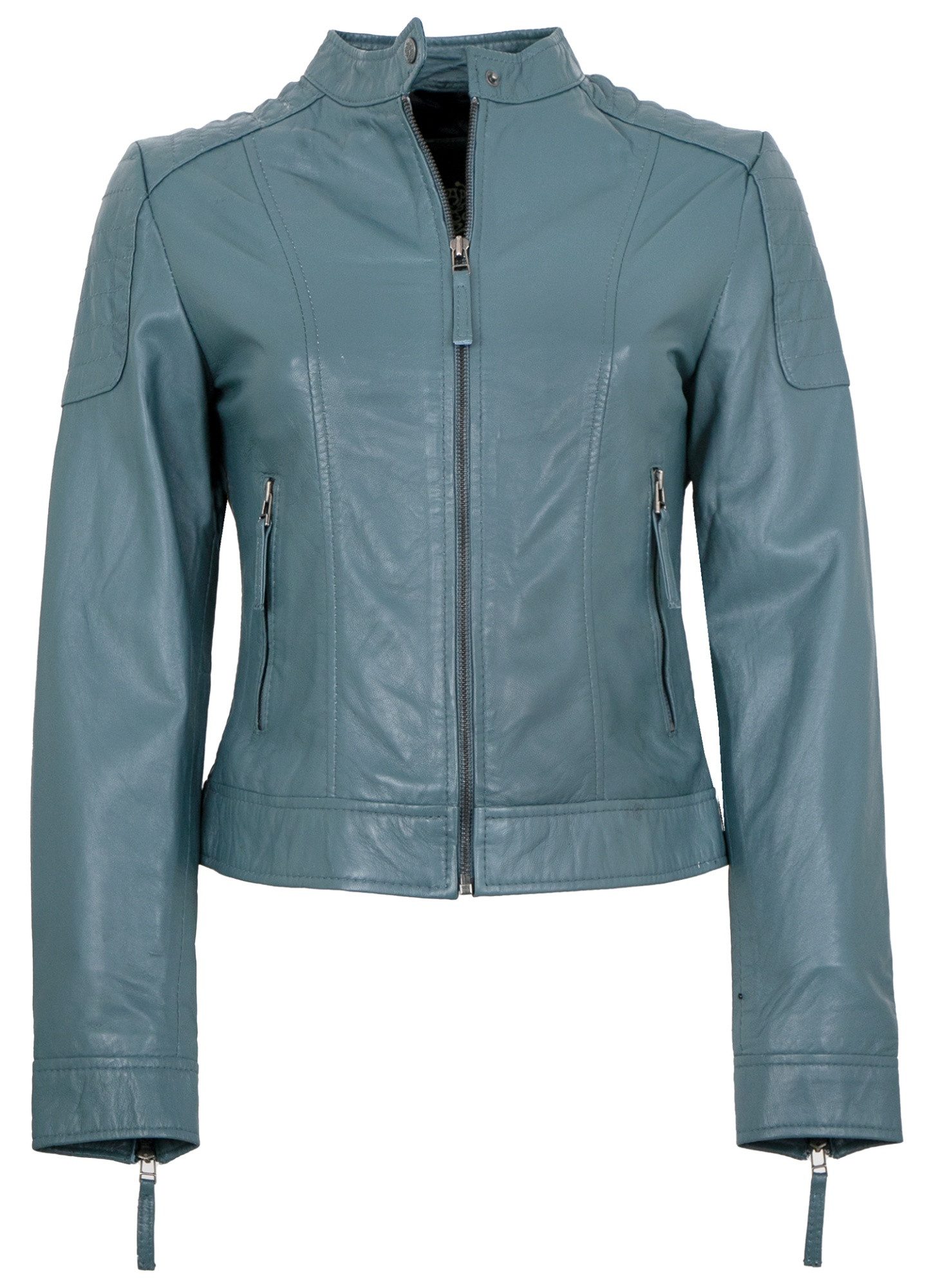 Apple of Eden Lederjacke AOE-101 Apple of Eden - Damen Echtleder Lederjacke hellblau