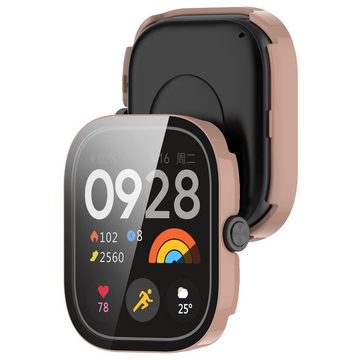 Wigento Smartwatch-Hülle Für Xiaomi Redmi Watch 4 Kunststoff Hülle + H9 Schutzglas Rosa