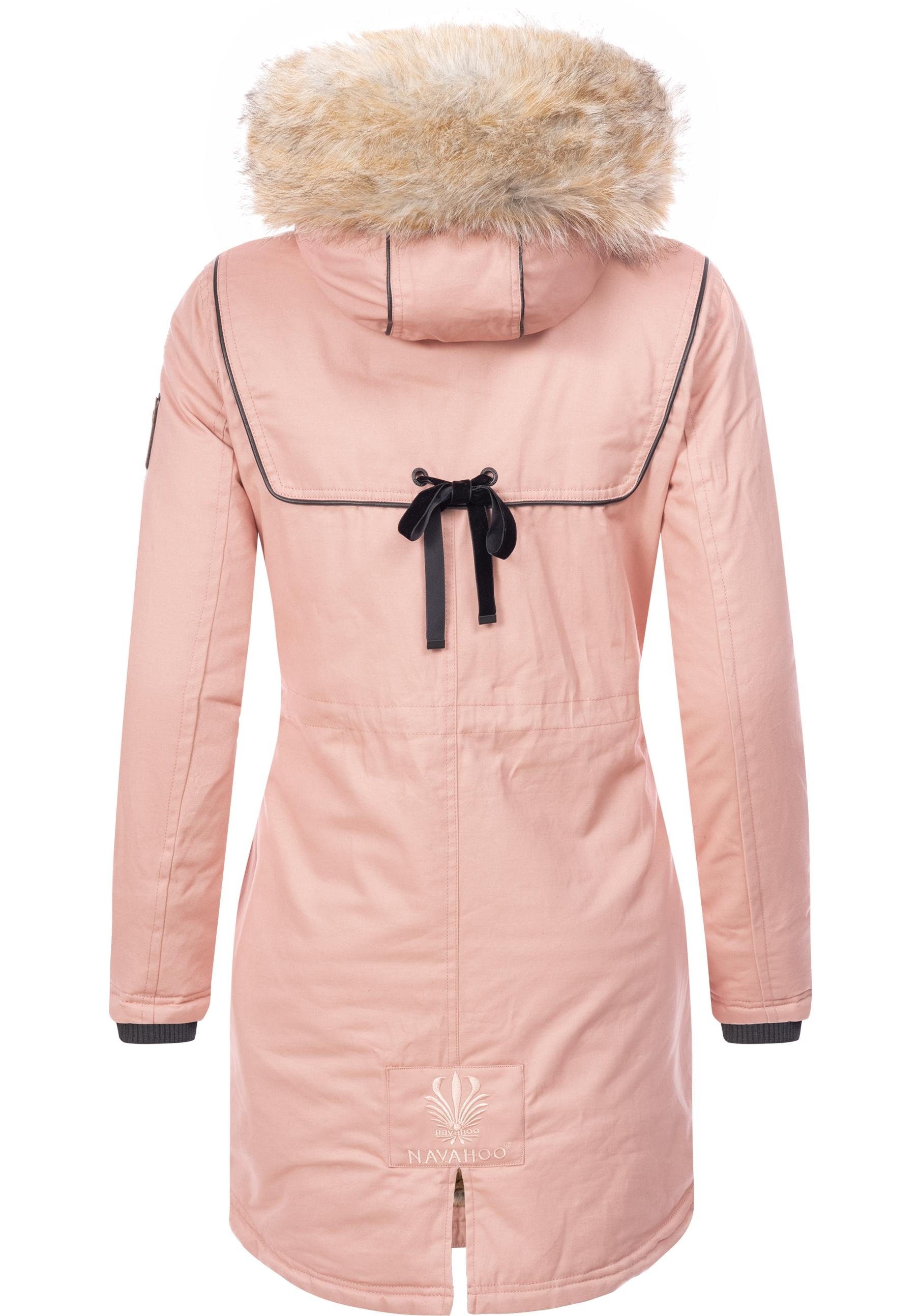 Navahoo Wintermantel Bombii stylischer Damen Winterparka mit Kunstfell-Kapuze
