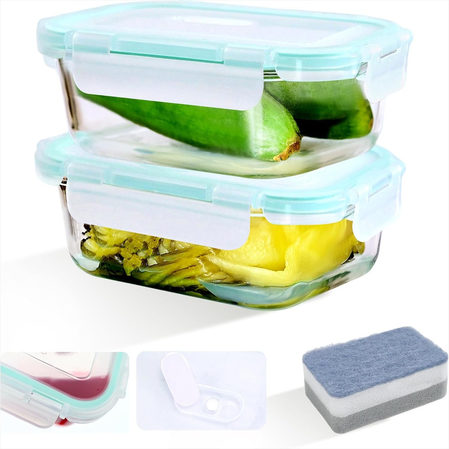 KingLux Aufbewahrungsbox 2Stk.640ml Frischhaltedosen Vorratsdosen Glas mit Deckel Set Stapelbar (2 St)