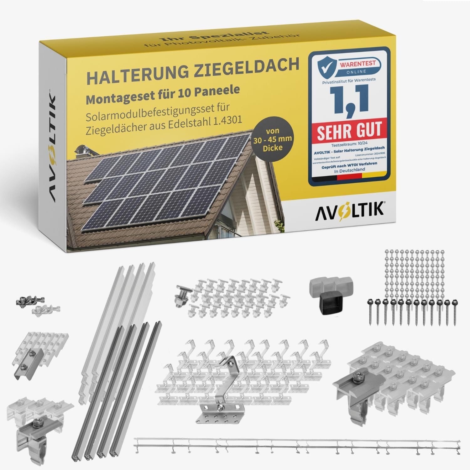 Solarmodul-Halterung Halterung Ziegeldach Montageset Befestigung f 10 Solarmodule