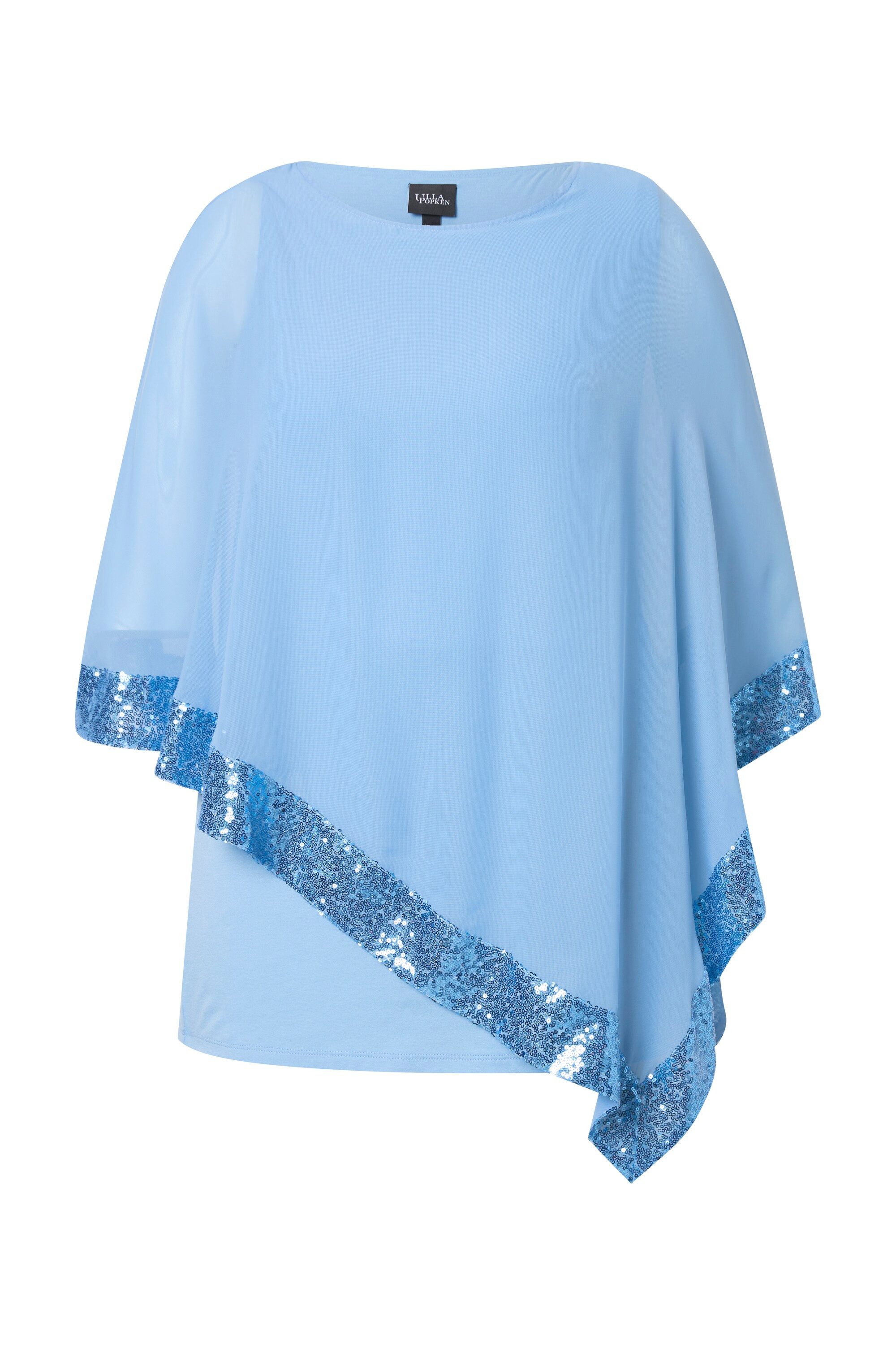 Ulla Popken Druckbluse Bluse Chiffon-Überwurf U-Boot-Ausschnitt günstig online kaufen