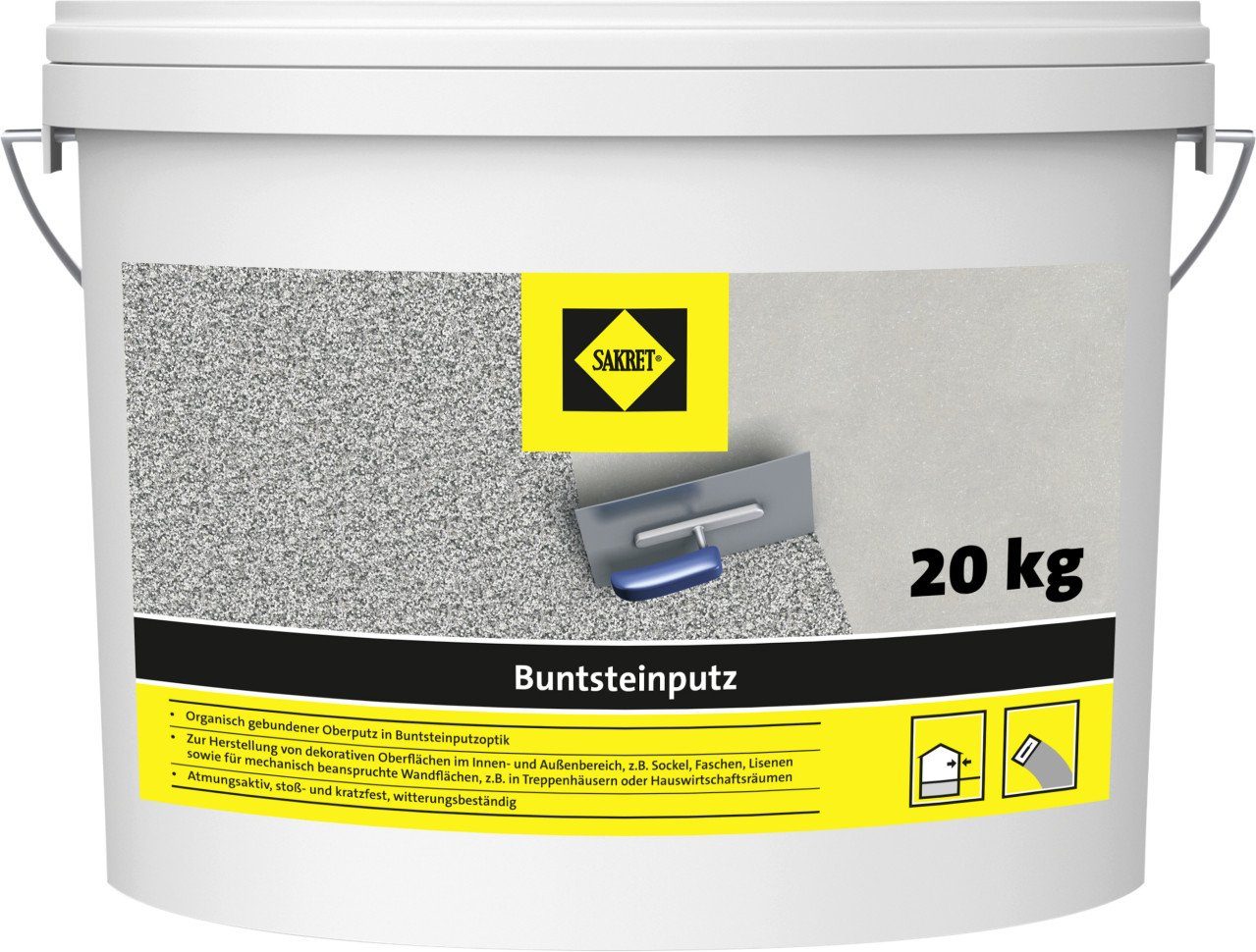 Sakret Gips-Kalk-Putz Sakret Buntsteinputz grau-bunt 20 kg