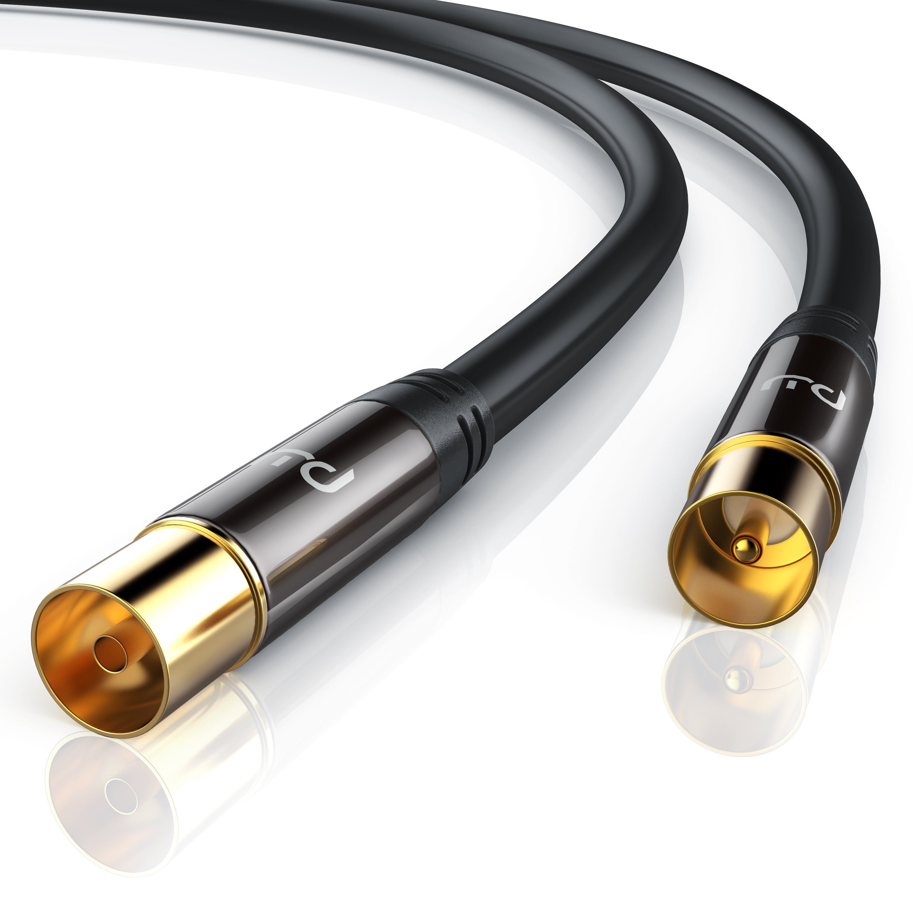 Primewire HDTV Antennenkabel, 4-fach Schirmung, 75 Ohm, 135dB - 1,5m TV-Kabel, Koax, RF, IEC (150 cm), Koaxialkabel, vergoldete Stecker, für Kabelfernsehen und Radio