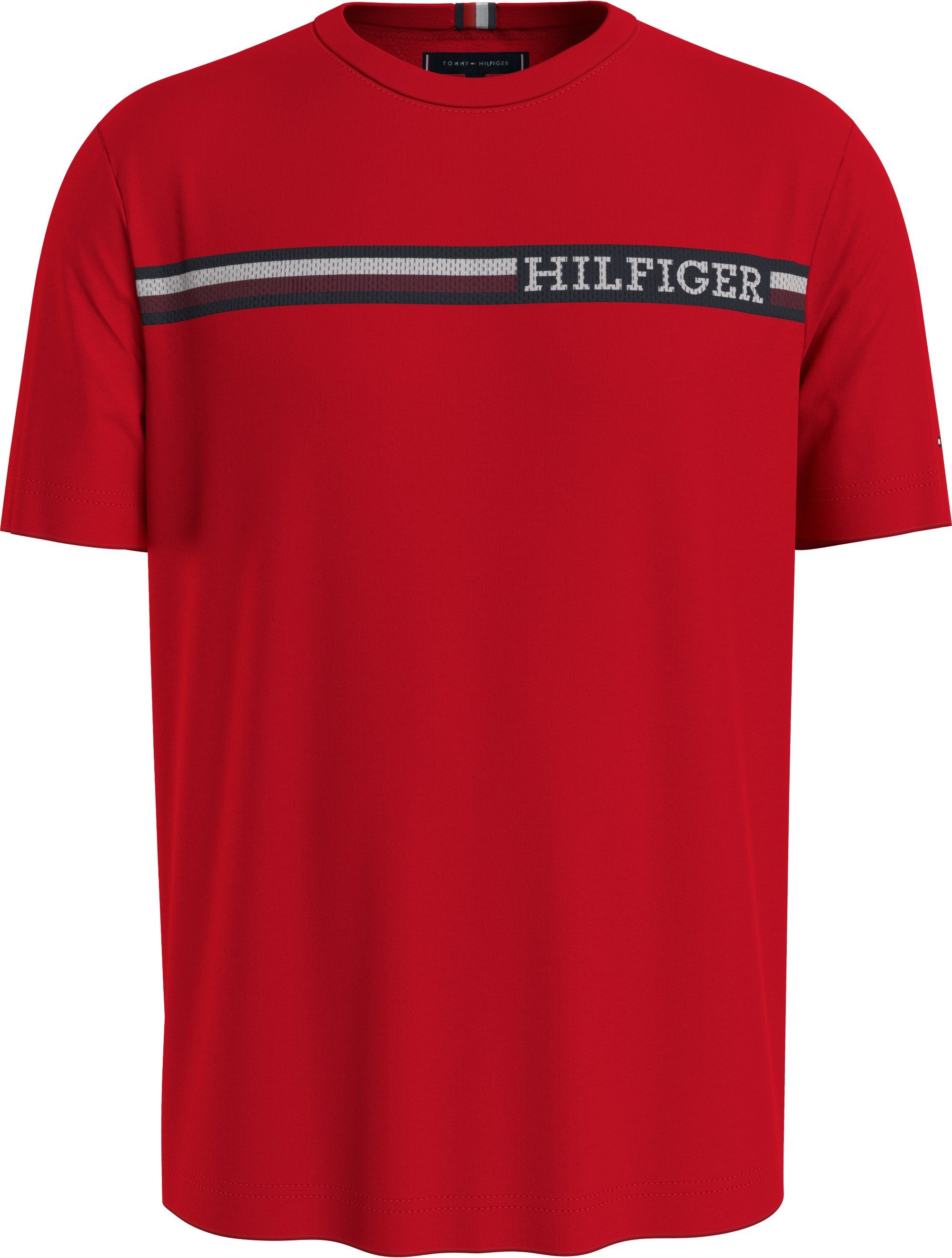 Tommy Hilfiger T-Shirt MONOTYPE CHEST STRIPE TEE mit Markenlogo Fierce Red