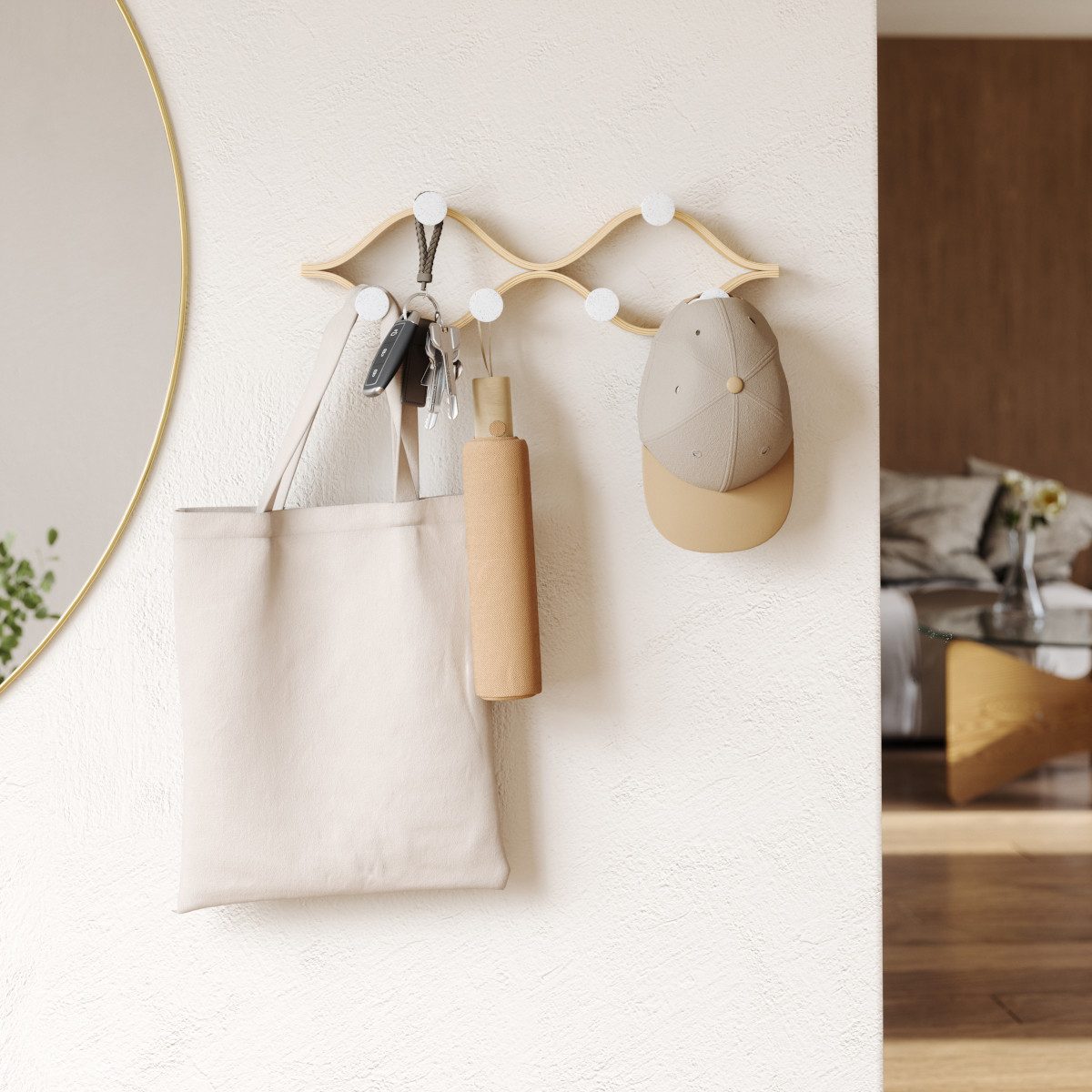 Umbra Garderobenhalter Wandgarderobe 6 Haken MONTAGE - Farbwahl, Tragfähigkeit insgesamt bis zu 13.6 kg, 2.3 kg pro Haken