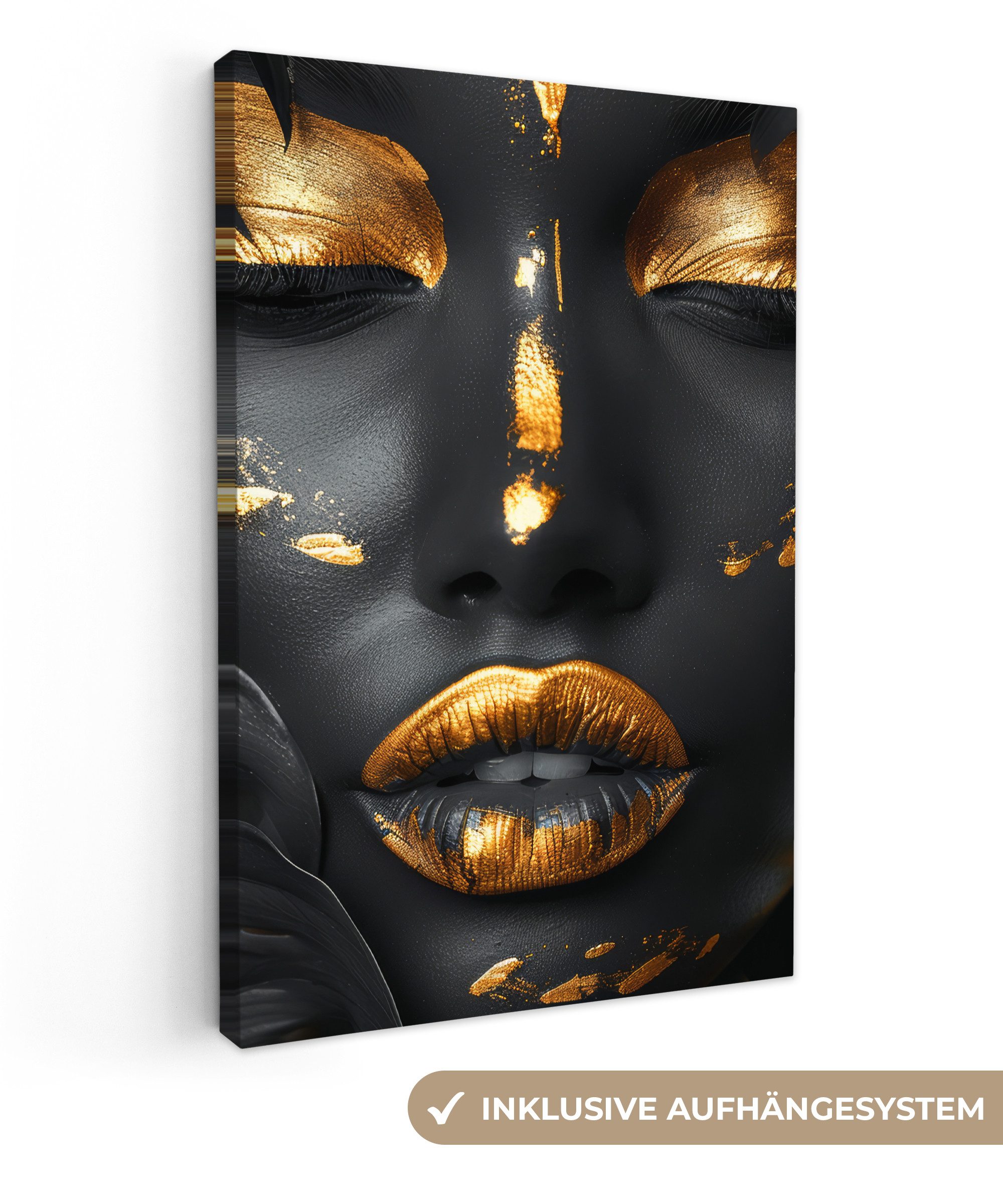 OneMillionCanvasses® Leinwandbild Frau - Gold - günstig online kaufen
