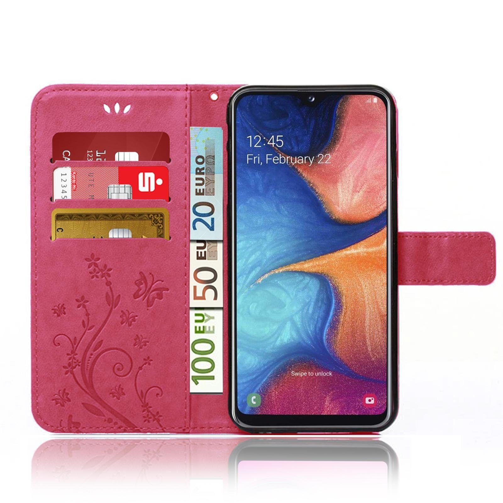 Numerva Handyhülle Bookstyle Flower für Samsung Galaxy A20e, Handy Tasche Schutzhülle Klapphülle Flip Cover mit Blumenmuster