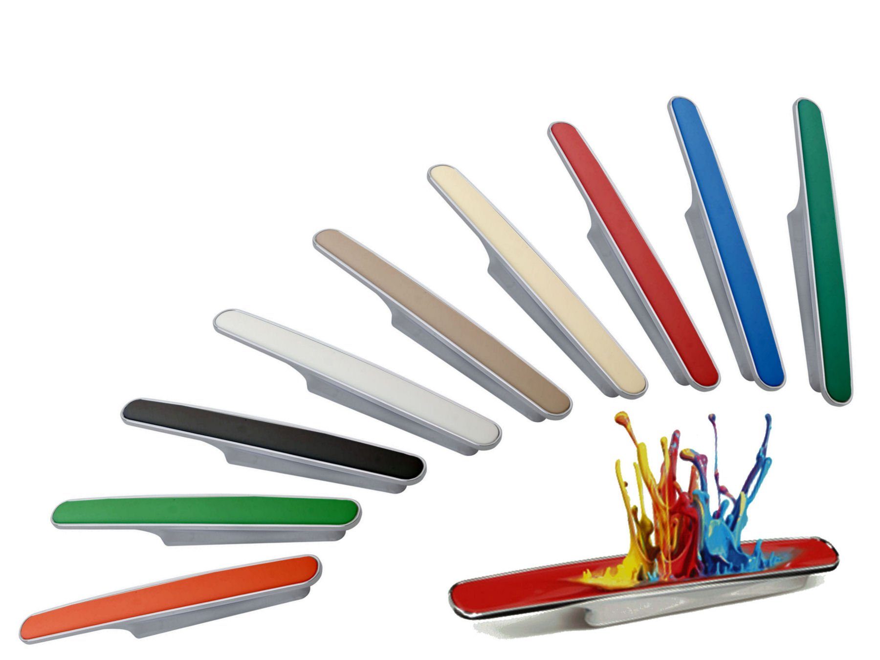 SO-TECH® Möbelgriff Colorgriff RAINBOW I BA 96 mm Chrom poliert, Griff Schrankgriff Schubladengriff - incl. Schrauben