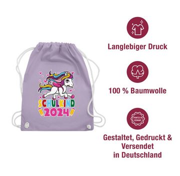 Shirtracer Turnbeutel Schulkind 2024 mit Einhorn - weiß/bunt, Schulanfang & Einschulung Geschenk Turnbeutel