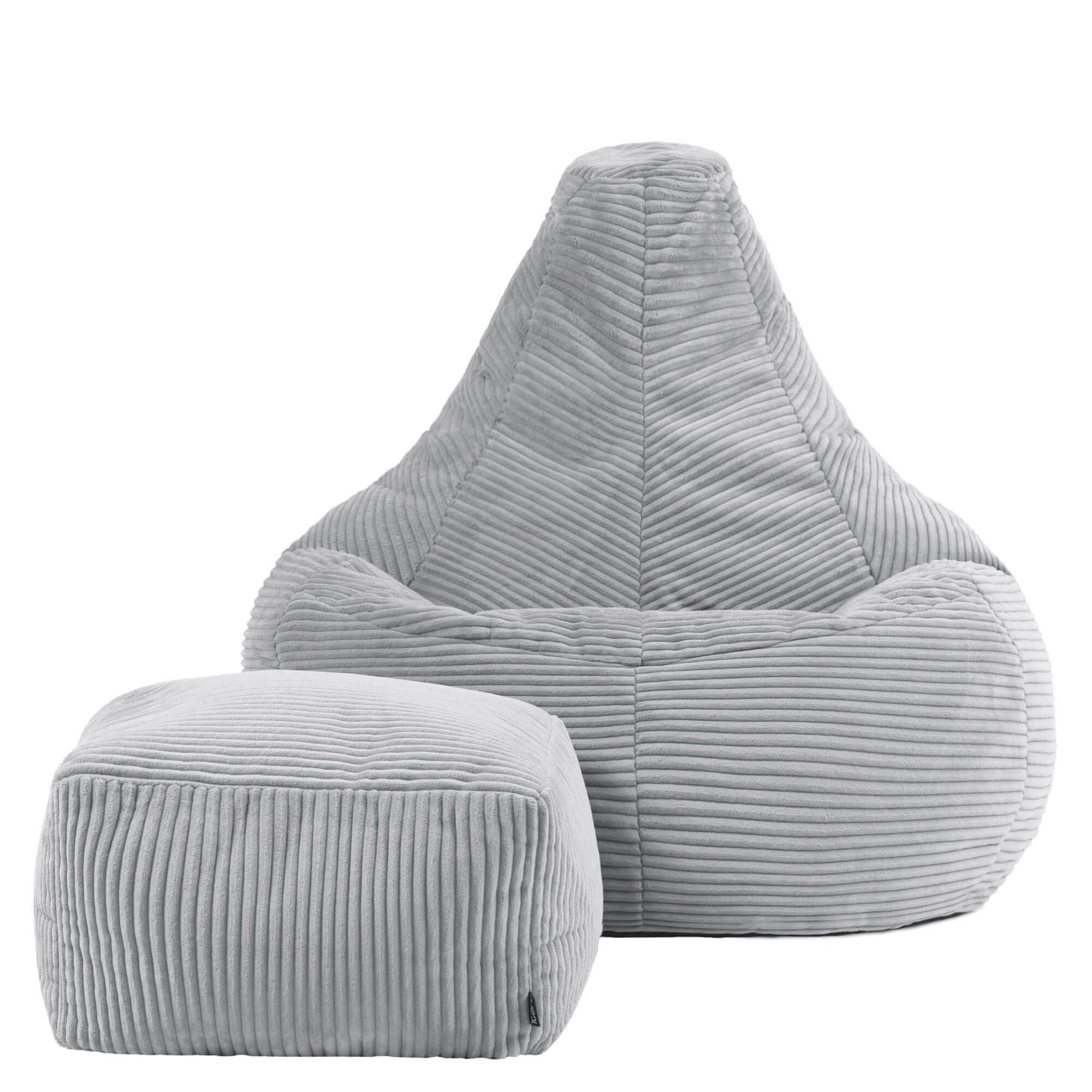 icon Sitzsack Sessel mit Rückenlehne aus Cord „Dalton“ mit Hocker (Spar-Set, 1 x Sitzsack, 1 x Fußhocker), Sitzsack XXL, Gaming Sitzsack, Made in Germany, Erwac – Bild 4 von 5