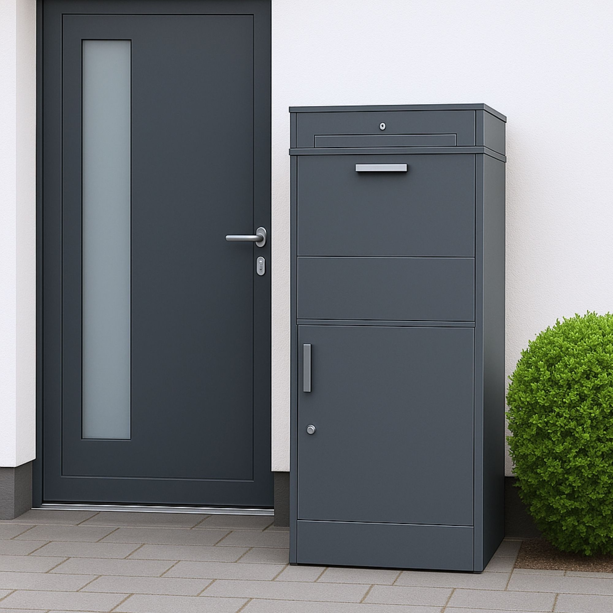 osoltus Standbriefkasten Paketbox XXL Briefkasten Standbriefkasten 150cm hoch anthrazit RAL7016