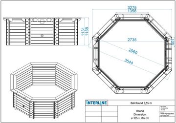 Interline Achteckpool Java (Komplett-Set, inkl. Wärmepumpe, Skimmer und Holzleiter), ØxH: 355x116 cm
