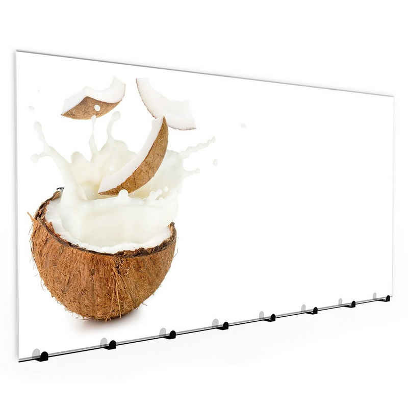 Primedeco Garderobenpaneel Magnetwand und Memoboard aus Glas Kokosmilch und Stücke