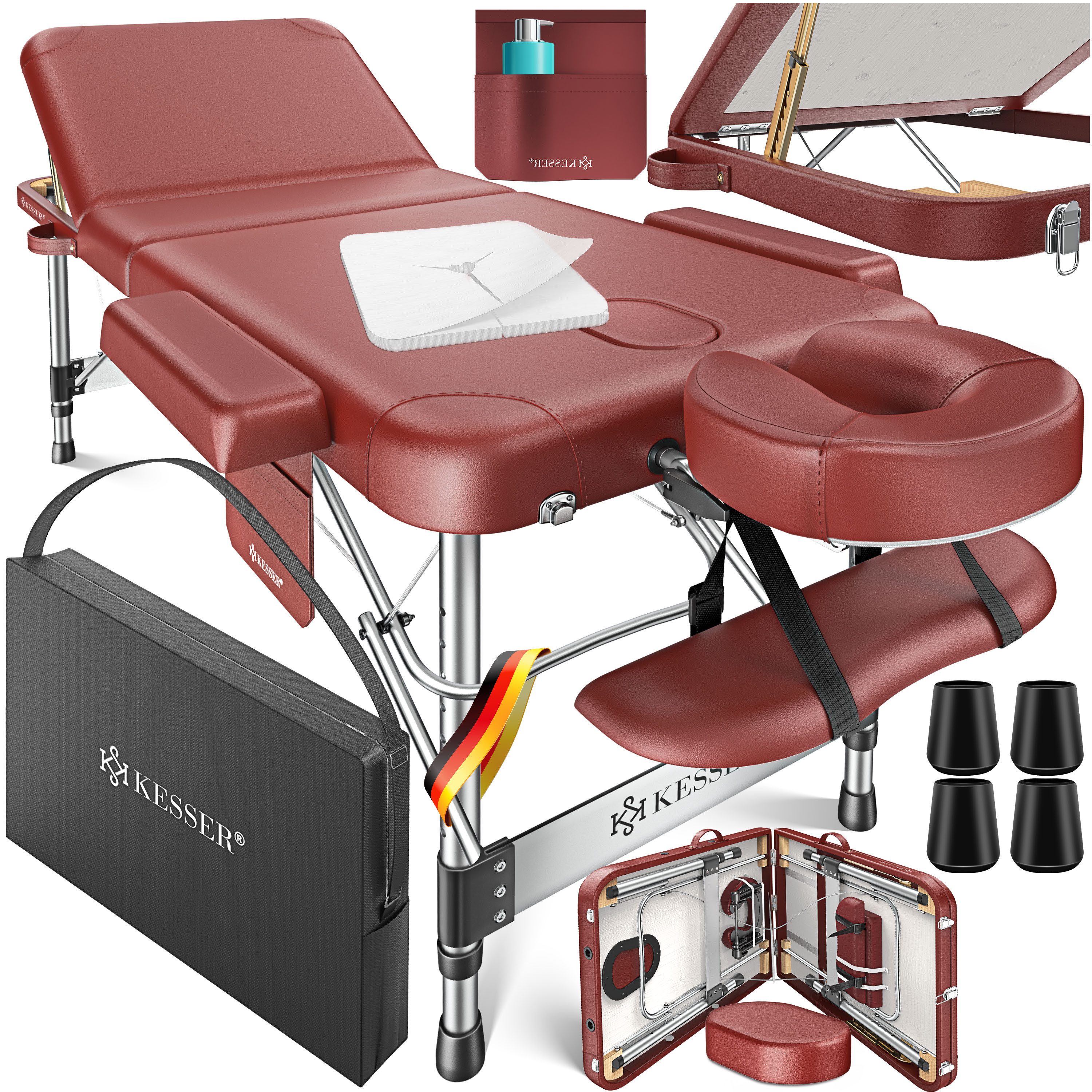 KESSER Massageliege, 3 Zonen Kosmetikliege klappbar & höhenverstellbar mobile Massagebett