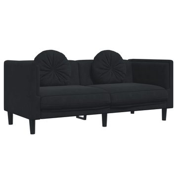 vidaXL Sofa 3-tlg. Sofagarnitur mit Kissen Schwarz Samt