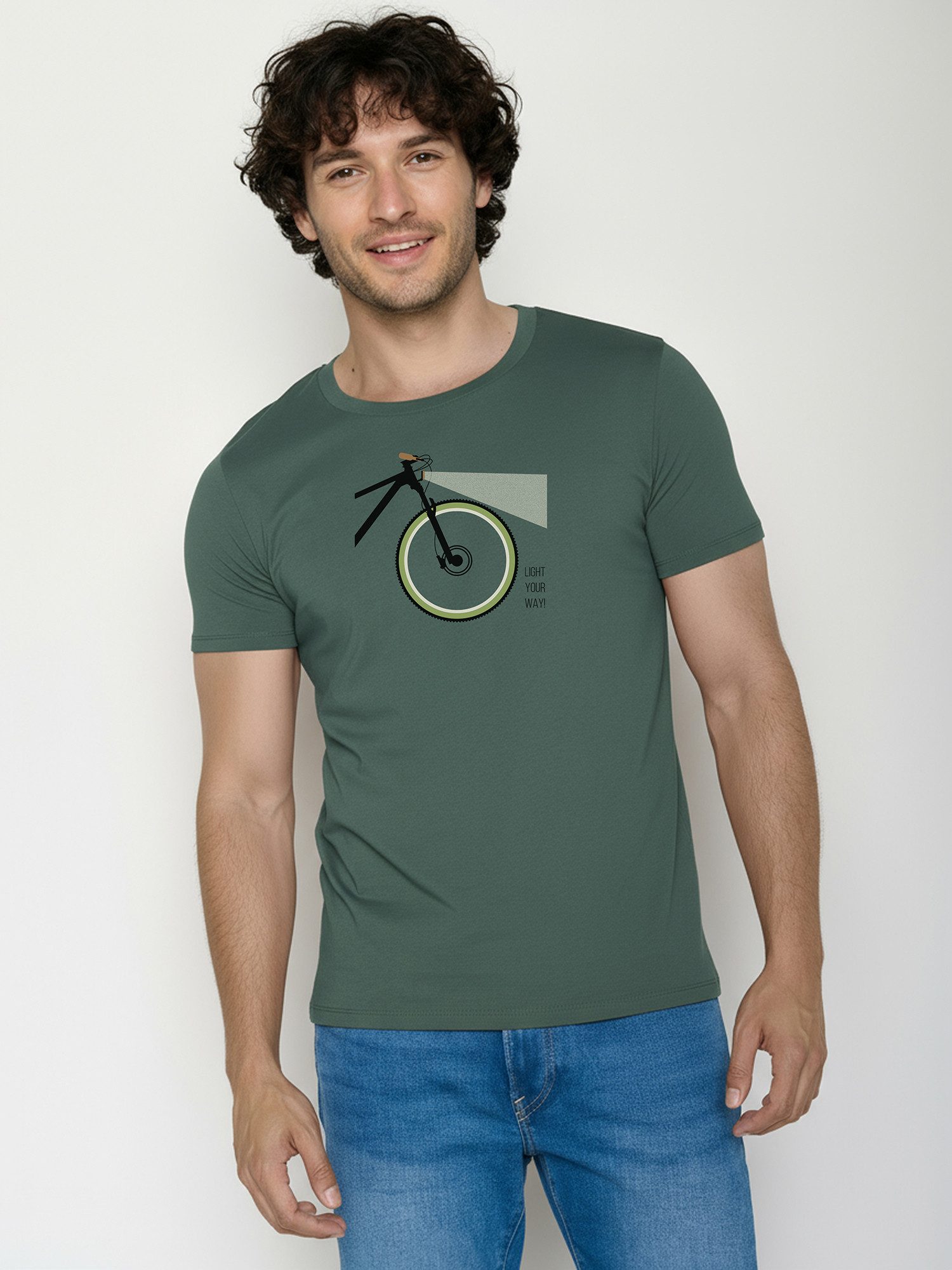 GreenBomb T-Shirt Guide Bike Light (1-tlg., 1) klassischer Schnitt, tailliert, Rundhalsausschnitt, Bio-Baumwolle