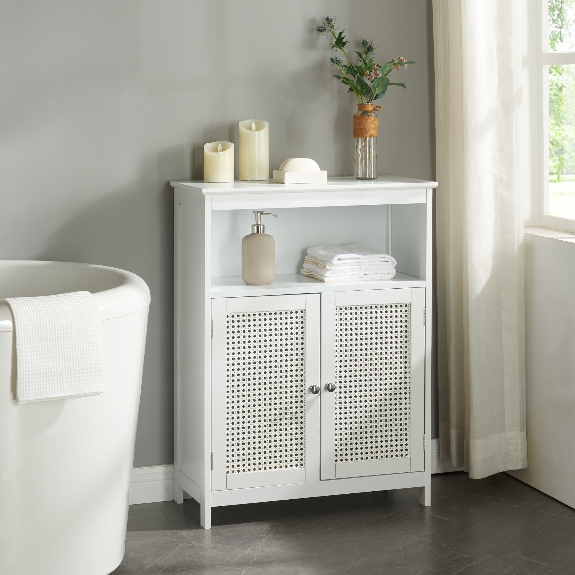 en.casa Midischrank »Karlsøy« Badezimmerschrank Weiß 80x60x28cm günstig online kaufen