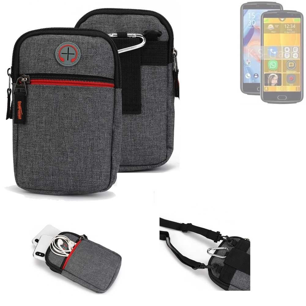 K-S-Trade Handyhülle für Bea-fon M7, Holster Gürteltasche Handy Tasche Schutz Hülle grau Zusatzfächer