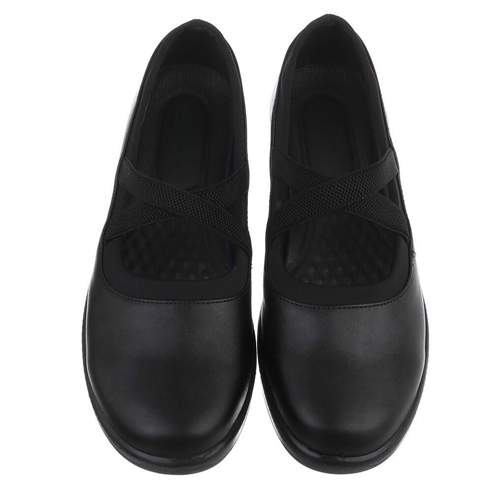 Ital-Design Damen Komfort-Halbschuh mit Riemen, Schlupfdesign Pumps (91783523) Blockabsatz Klassische Ballerinas in Schwarz – Bild 4 von 5