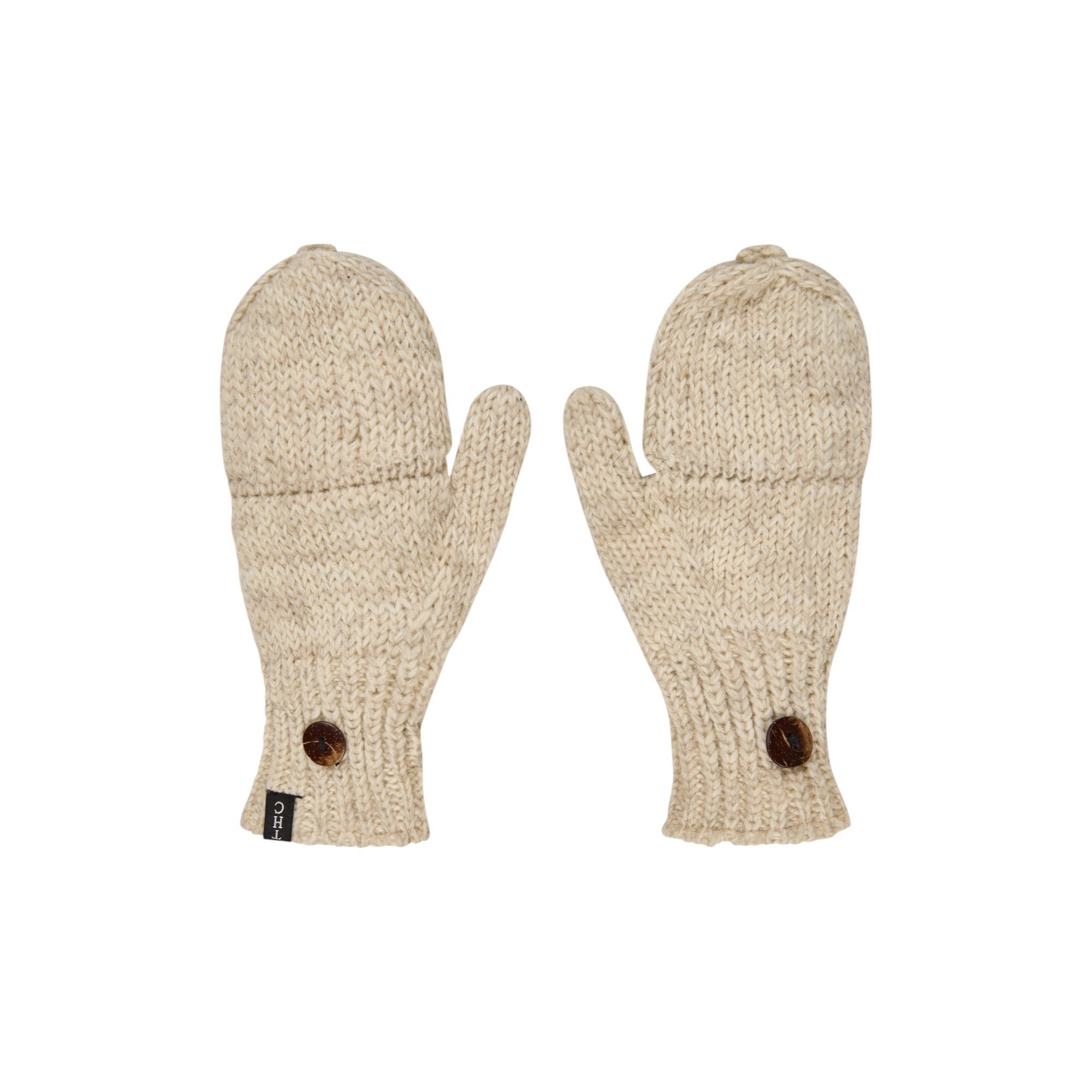 THC Natural Line Strickhandschuhe THC Klapphandschuhe 713 weiß (1 Paar, 1-St., 1 Paar) abklappbare Fingerspitzen