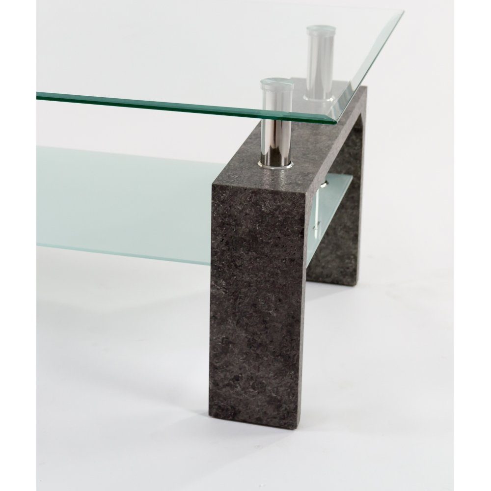 Paroli Concept Couchtisch Couchtisch steinoptik Gestell Stone/Ablageplatte Satinoptik MODENA Glastisch