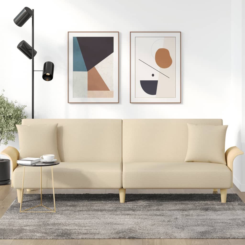 vidaXL Sofa Schlafsofa mit Armlehnen Creme Stoff Schlafcouch Couch Sofa günstig online kaufen