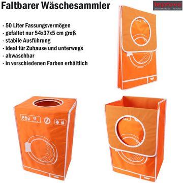 Wäschesortierer 50 l textiler Wäschekorb Wäschebox im modernen Design in orange