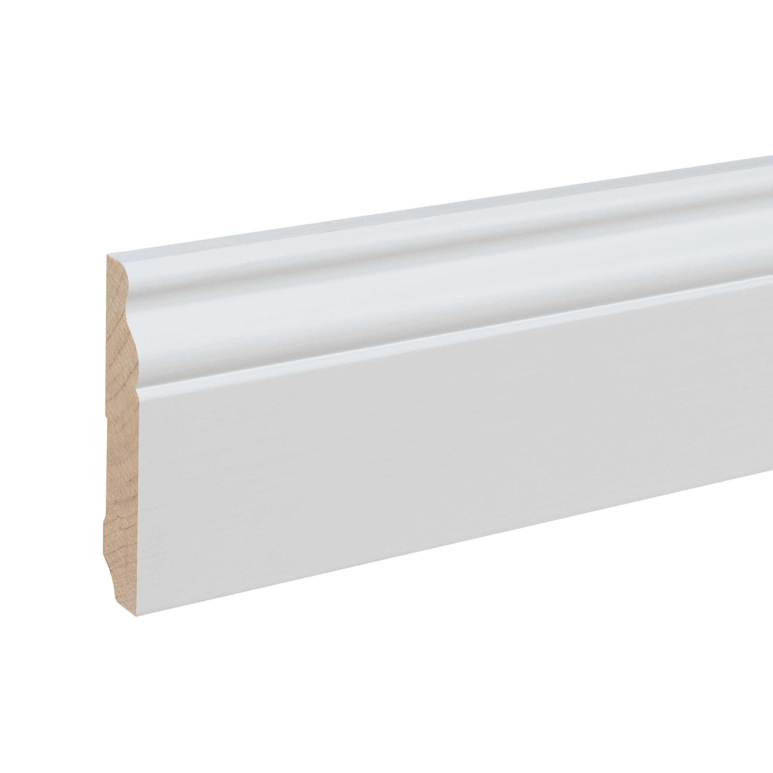 PROVISTON Sockelleiste 16 x 80 x 2400 mm Berliner Fußleiste Massivholz Weiß by PROVISTON, L: 240 cm, Spar-Set, 5-St.