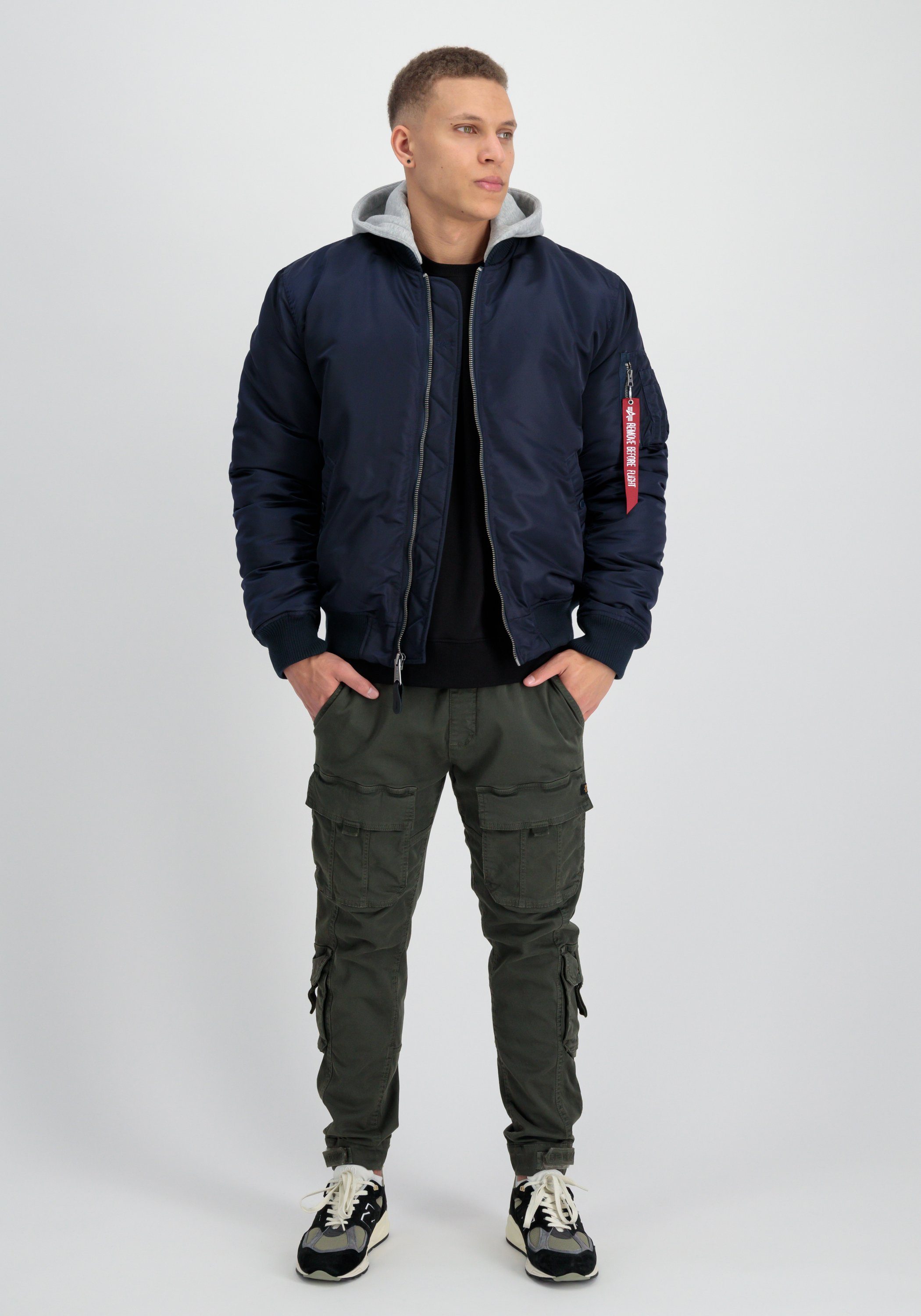 Alpha Industries Bomberjacke MA-1 Zip Hood Back EMB