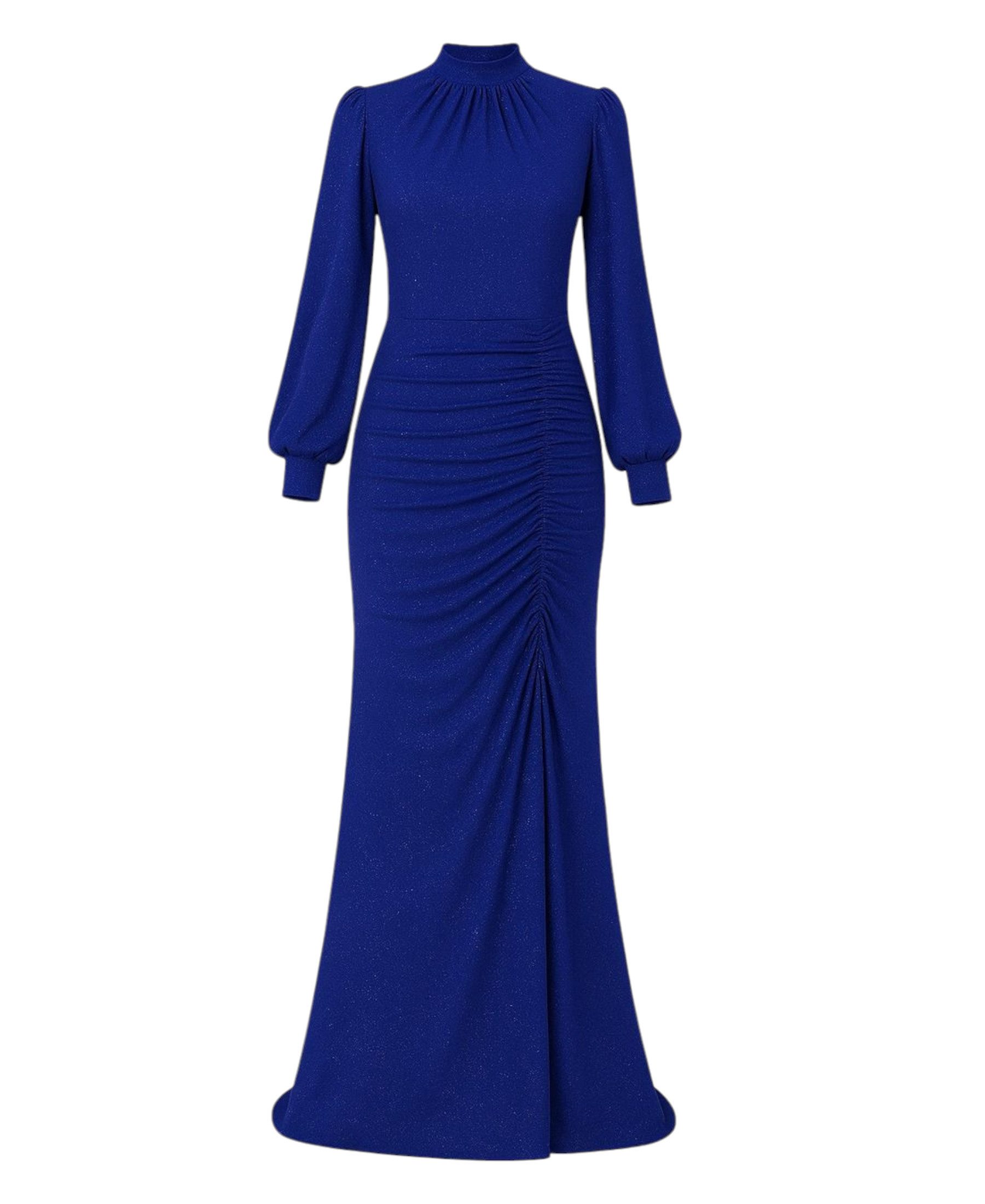 fashionshowcase Abendkleid langärmliges Maxikleid Damen Abaya Kleid - Modest Fashion Abiye mit Kragen, voll bedeckt