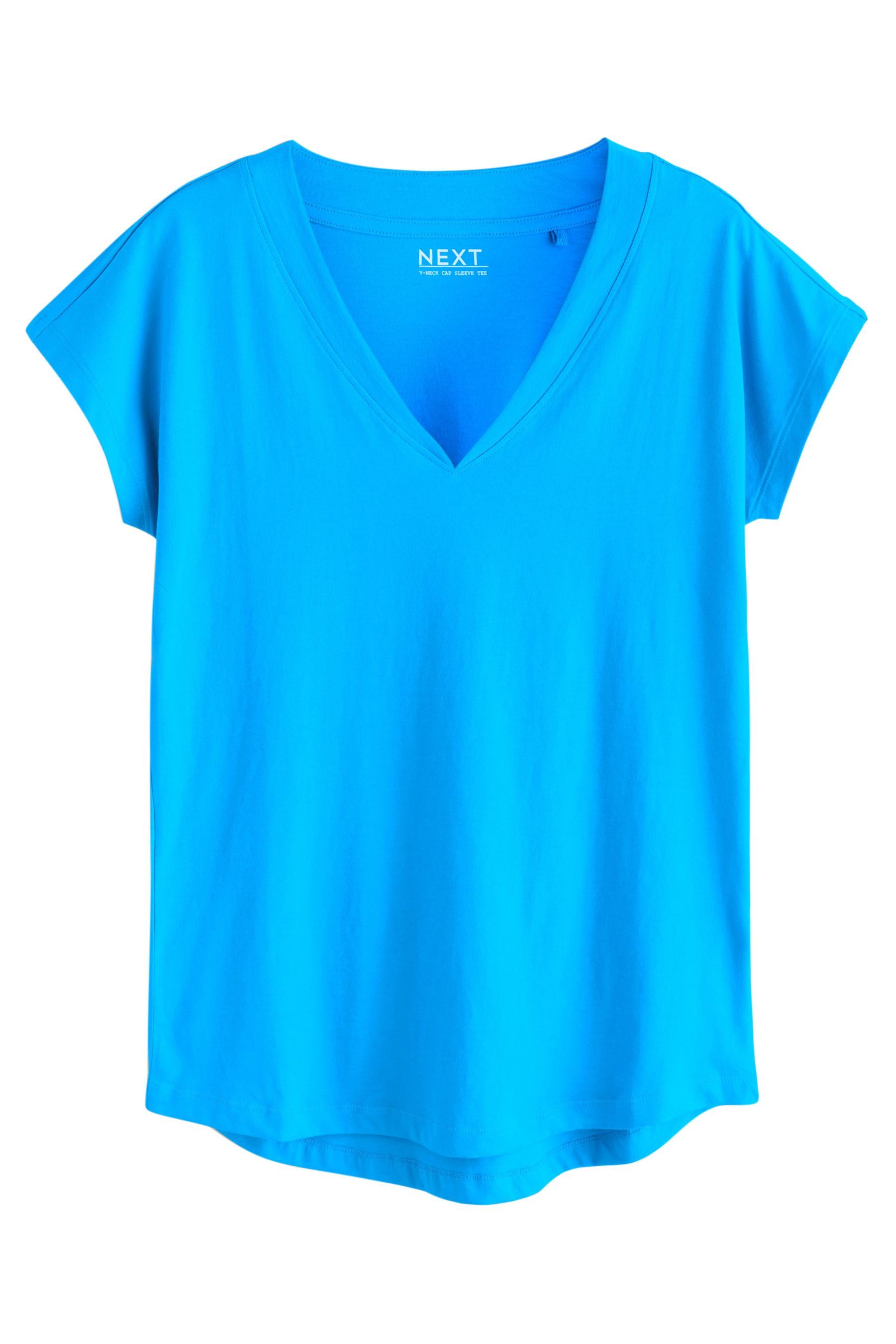 Next T-Shirt T-Shirt mit V-Ausschnitt und angesetzten Ärmeln (1-tlg)