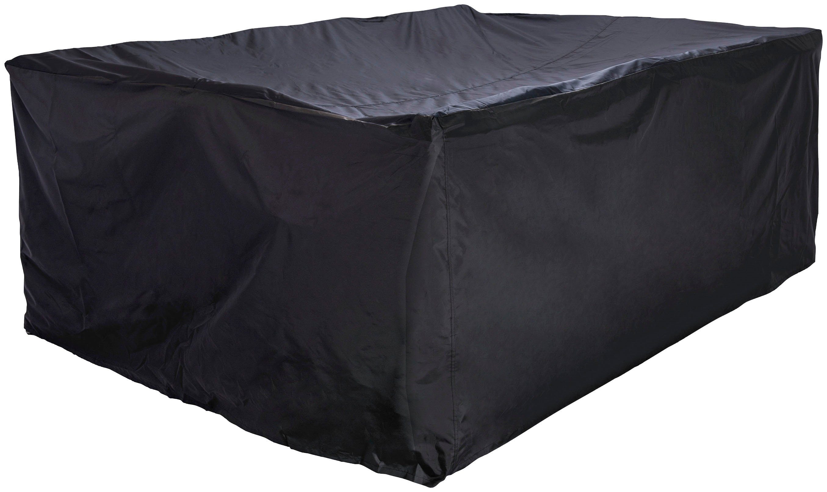 KONIFERA Garten-Essgruppe Korfu, (Set, 13-tlg., 6x Sessel, 1xTisch: 150x80x73,5 cm, inkl. Auflagen, inkl. Schutzhülle), Tischplatte aus Sicherheitsglas, Staufläche unter dem Tisch