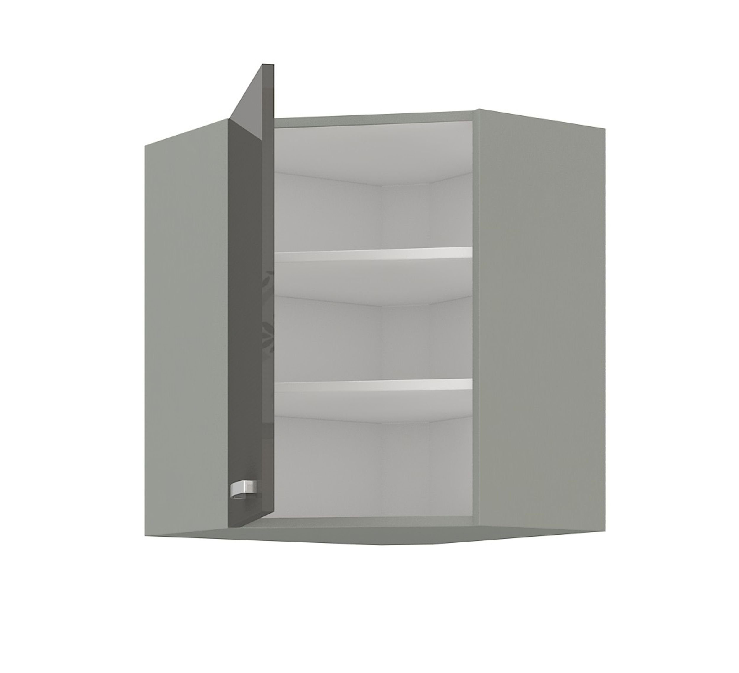 Küchen-Preisbombe Eckhängeschrank 60x60 cm Küche Bianca Grey Grau Hochglanz günstig online kaufen
