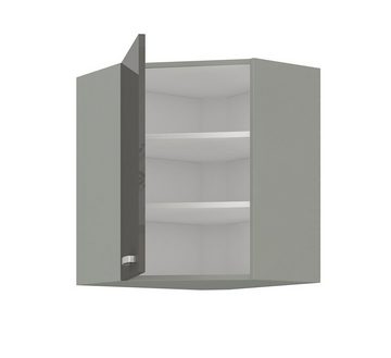 Küchen-Preisbombe Eckhängeschrank 60x60 cm Küche Bianca Grey Grau Hochglanz Küchenzeile Küchenblock