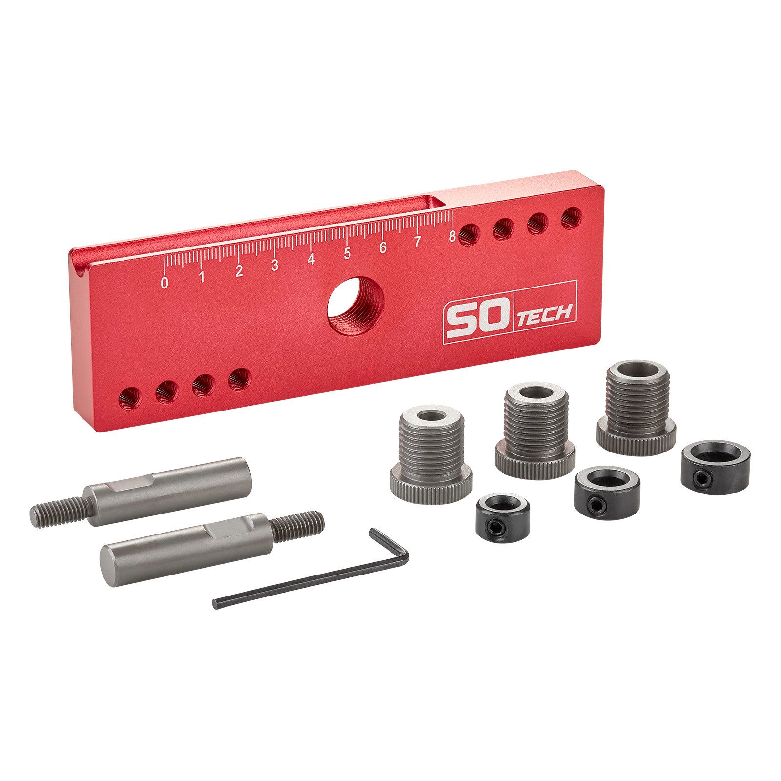 SO-TECH® Türdämpfer Bohrlehre für zentriertes Bohren von 6 / 8 / 10 mm am Korpus, Für 10 mm Push to Open Türdämpfer geeignet