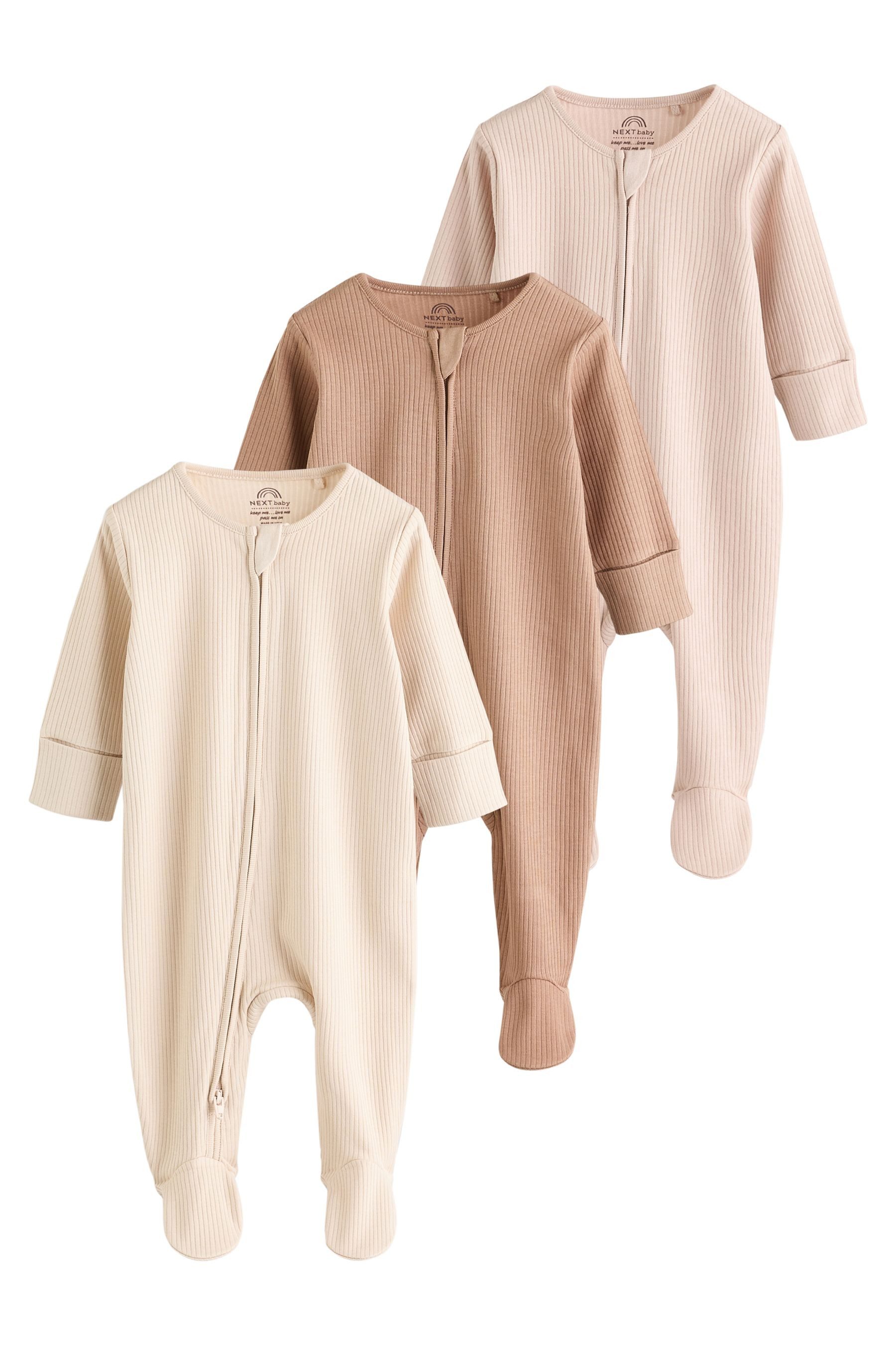 Next Schlafoverall 3er-Pack Babystrampler Zwei-Wege-Reißverschluss (3-tlg)