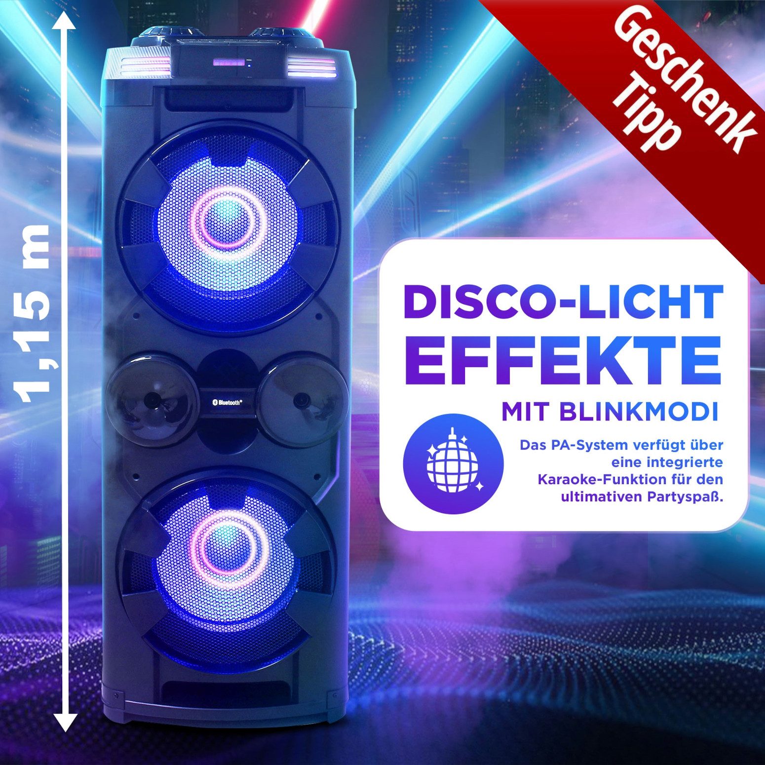 PS20BT Jumbo DJ Karaoke PA-Anlage Party-Lautsprecher