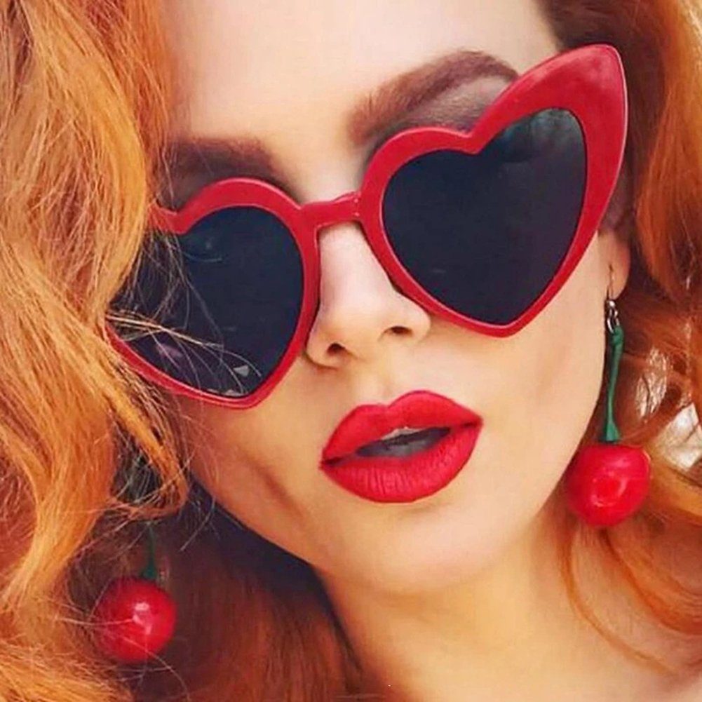 red Retrosonnenbrille Blendfrei Vintage-Stil, Blusmart In Herzform, Damen-Sonnenbrille
