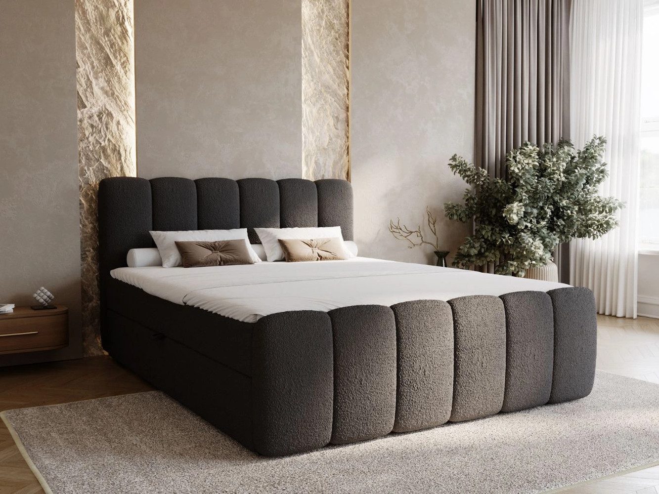 GrainGold Boxspringbett mit Bettkästen CLOUD, Modern Bett mit Kopfteil - 18 günstig online kaufen