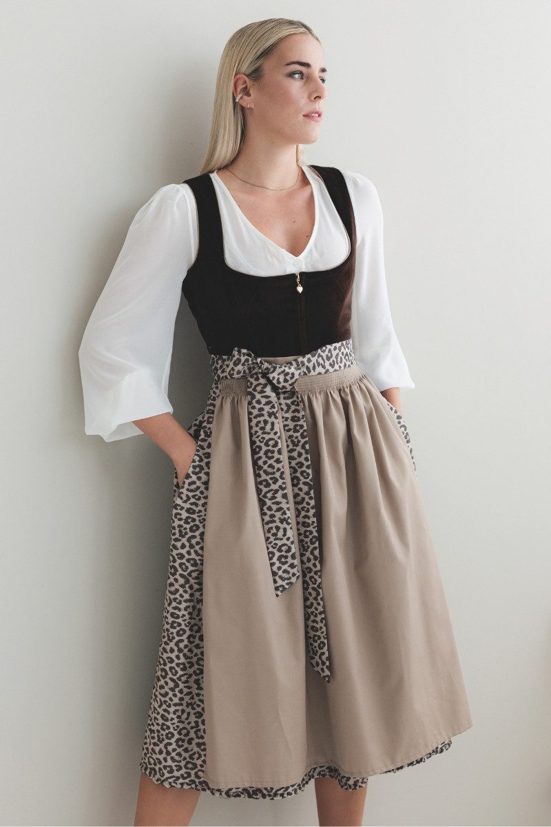 Alpenfee Tracht Dirndl Samt Dirndl 2tlg. - LEONTINA - braun – Bild 5 von 5