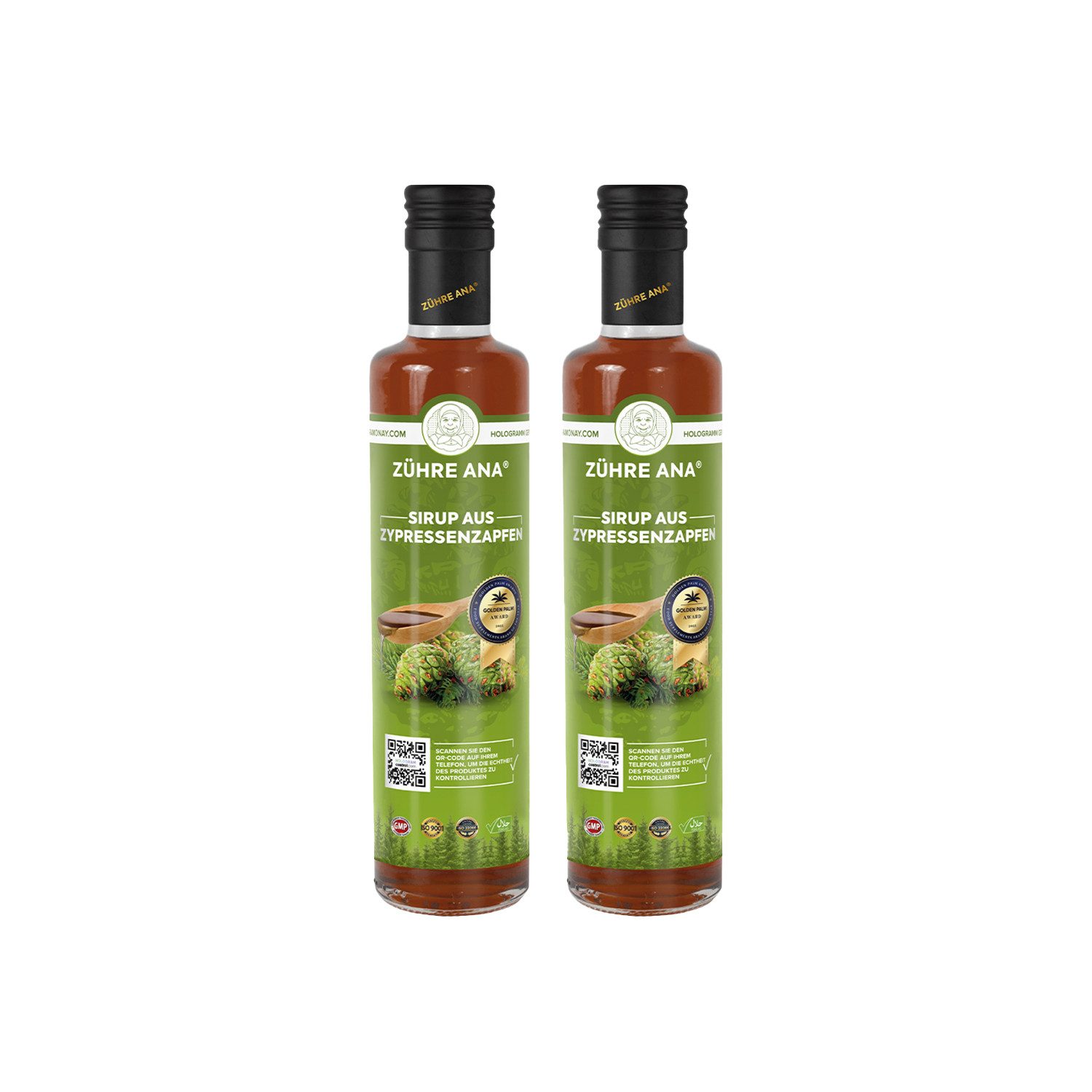 Zühre Ana® Zypressenzapfen Sirup–Mit Zimt, Kurkuma, Nelken, Ingwer, 650 ml Für Erwachsene ab 11 Jahren wird die Einnahme von jeweils einer Messlöffel morgens und abends (insgesamt 2 Messlöffel = 10 ml pro Tag) empfohlen, 1300 ml, 650 ml, Zypressenzapfen-Sirup – Zuckerfrei, Vegan