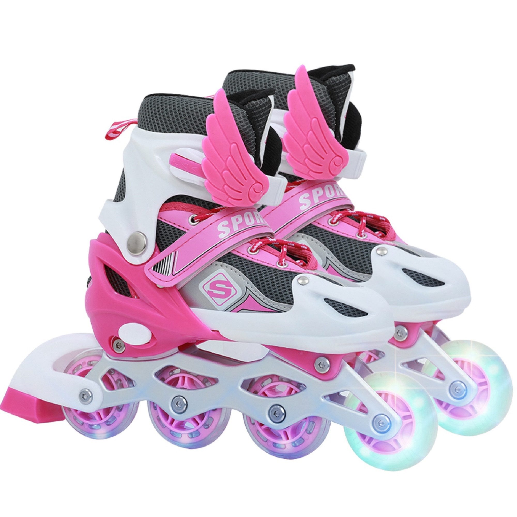 Inlineskates Größenverstellbare Rollschuhe, Inline-Wheels mit Leuchte