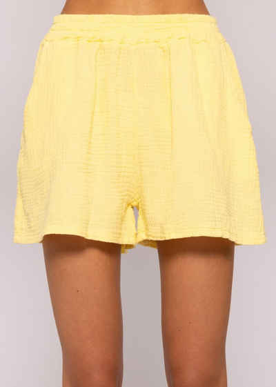 SASSYCLASSY Shorts Musselin Sommer Hose Damen Kurz 100 % Baumwolle (Musselin), atmungsaktiv, sehr leicht, Made in Italy