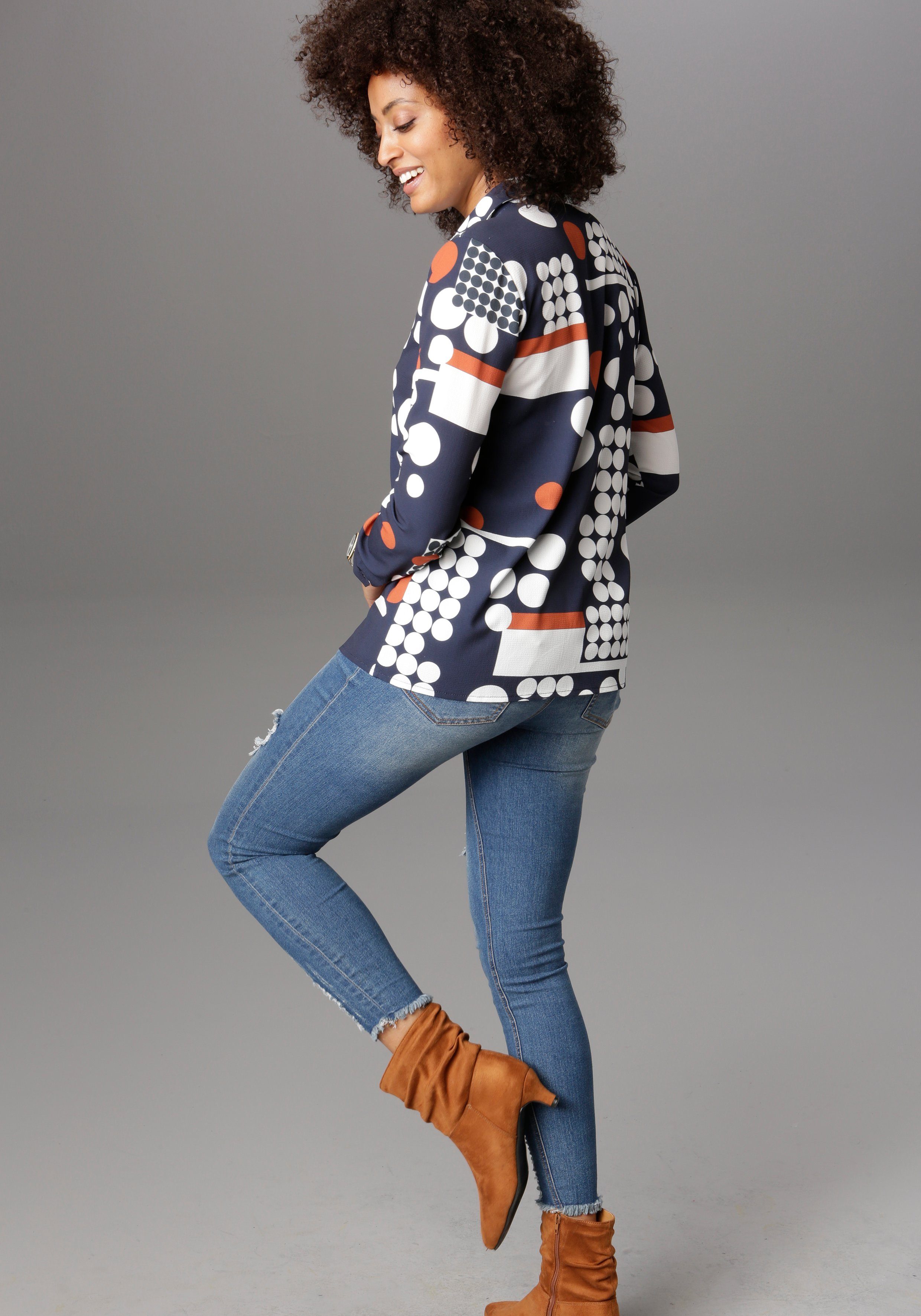 Aniston SELECTED Hemdbluse mit modernem Punkte-Druck günstig online kaufen