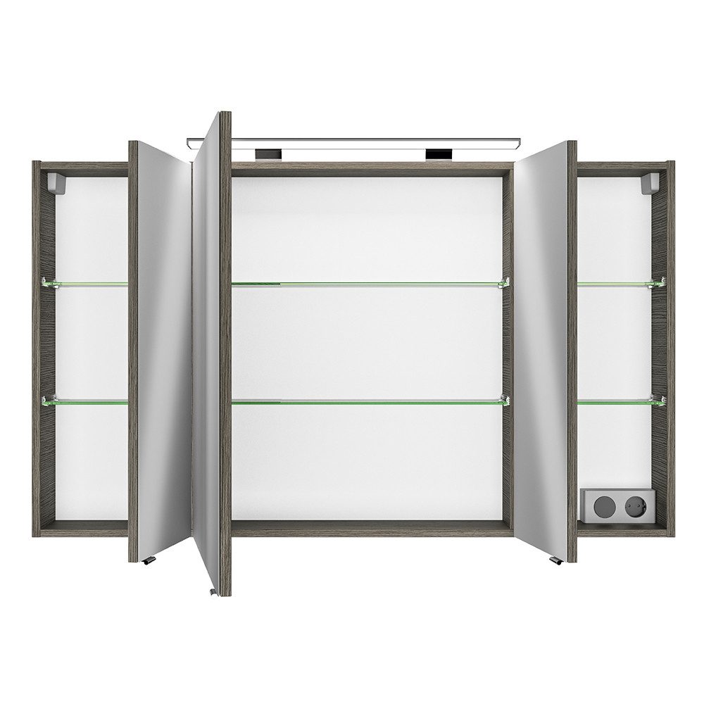 Lomadox Spiegelschrank FES-4010-66 Graphit Struktur quer Nb. inkl. LED - 140/71/17cm