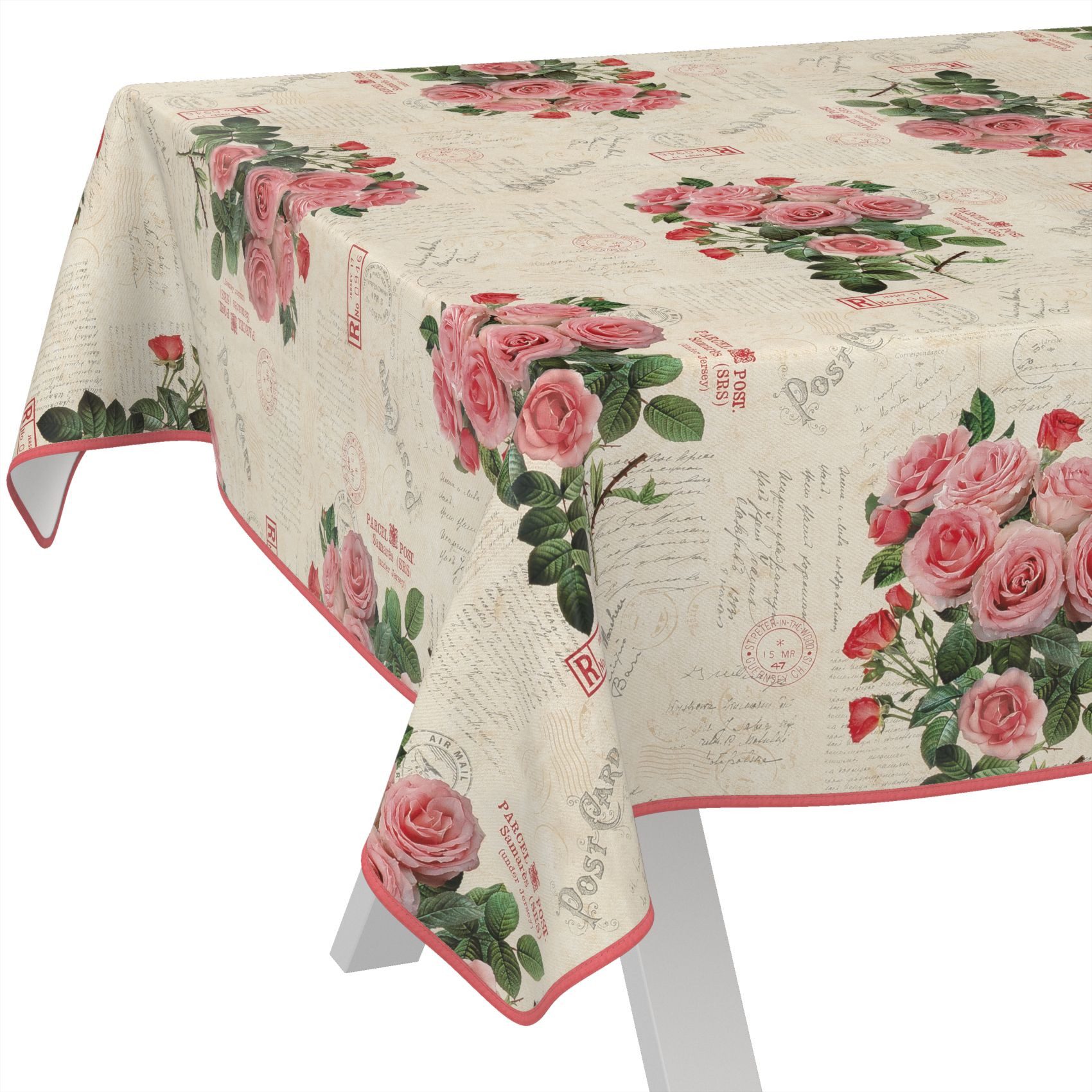 ANRO Tischdecke Wachstuch abwaschbar Postkarte Rosen günstig online kaufen