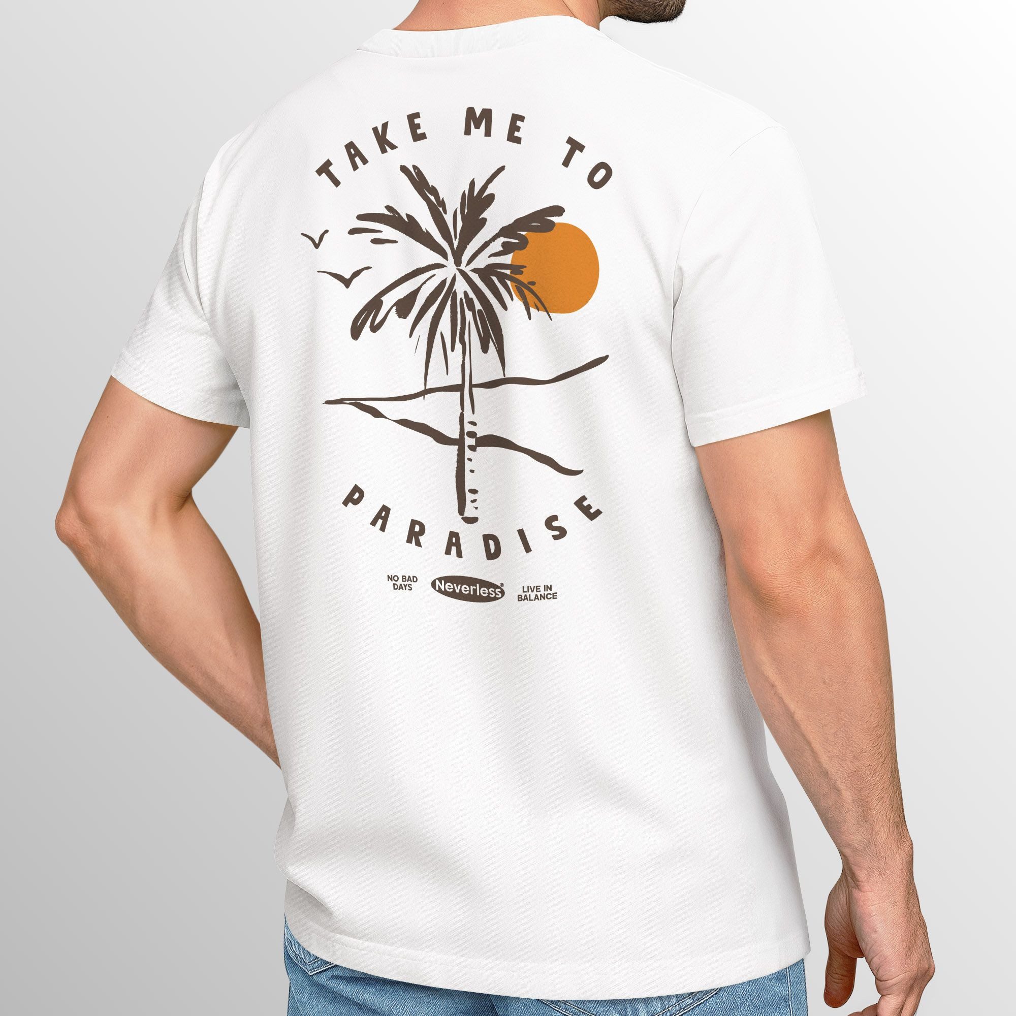 Neverless Print-Shirt Herren T-Shirt Backprint Palmen Aufdruck Sommer Grafikshirt Urlaub mit Print