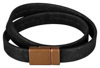 Kork-Deko.de Wickelarmband Breites Korkarmband in schwarz mit Magnetverschluss